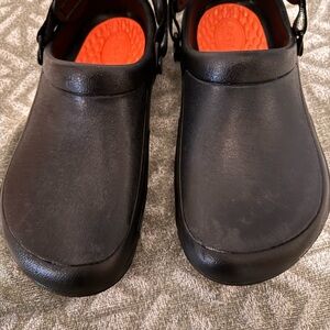 CROCS Black and Orange Water Shoes with Classic Clog Design